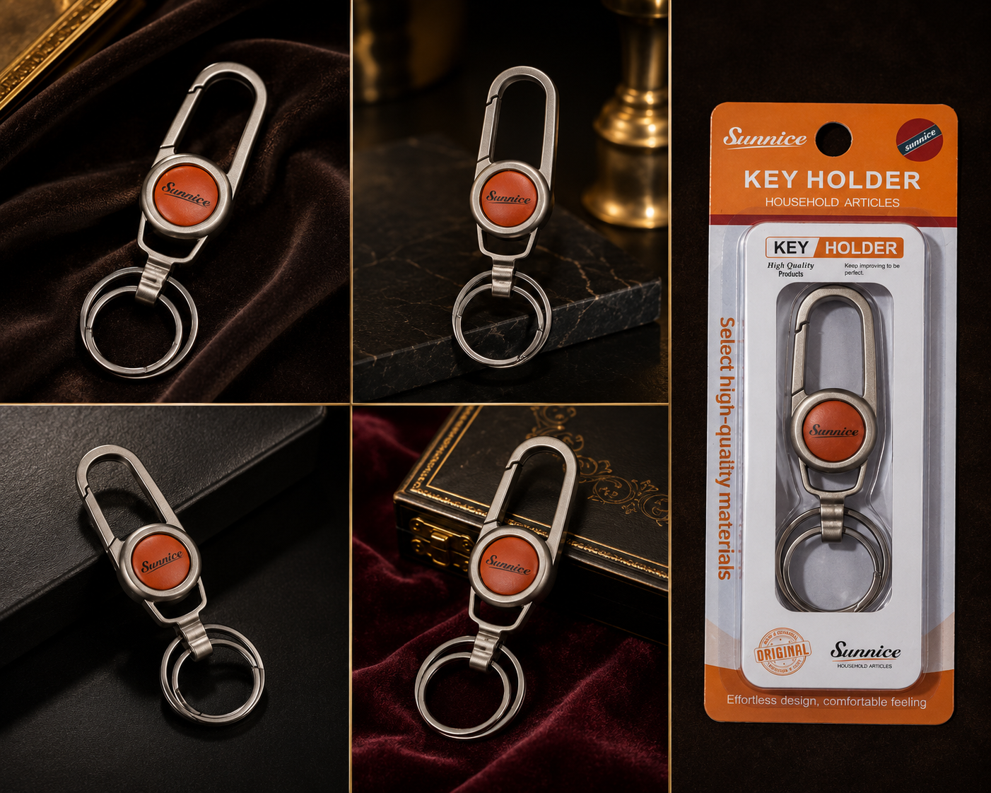 Sunnice Luxury Lnlay Carabiner Key Holder