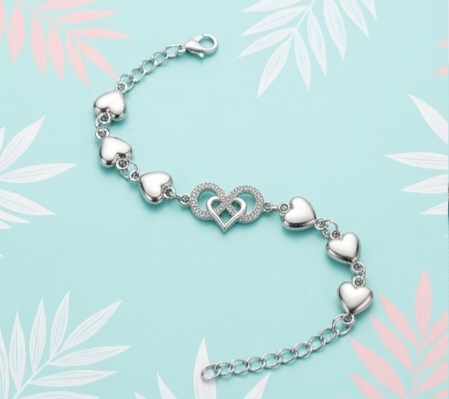 Rose Heart Charm Bracelet