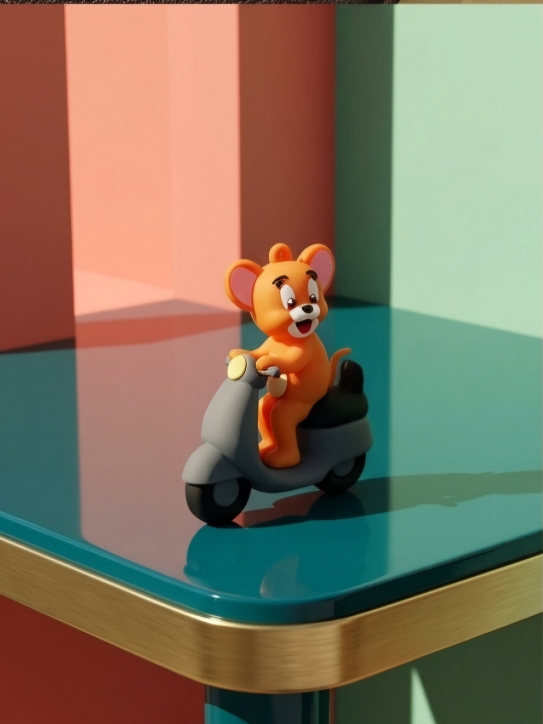 Tom and Jerry 3D Jerry riding Scooter Silicone Rubber Keychain with Wrist Strap