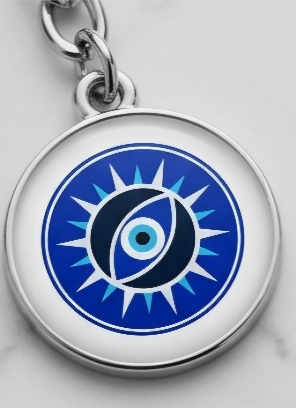 Intricate Multi-Pattern Evil Eye Metal Keychain