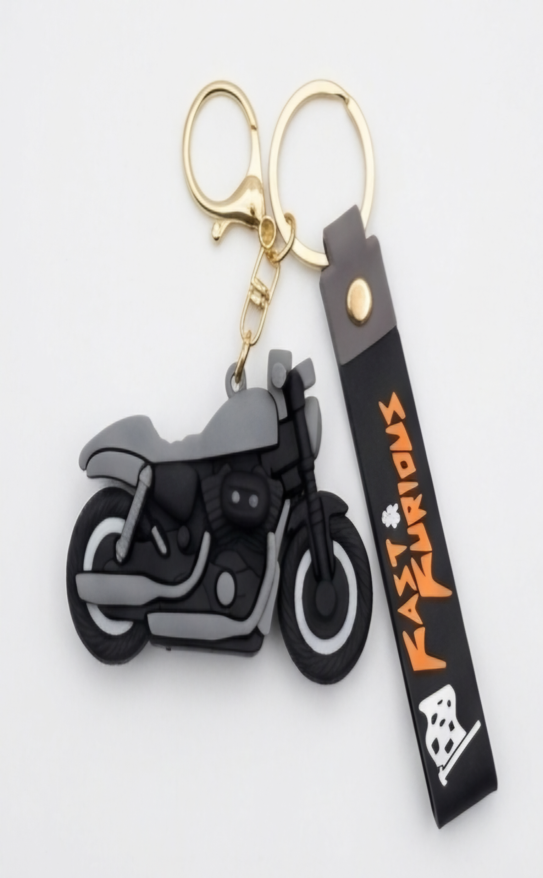 Fast & Furious 3D Silicone Rubber Sports Bike Keychain with Matching Wrist Strap