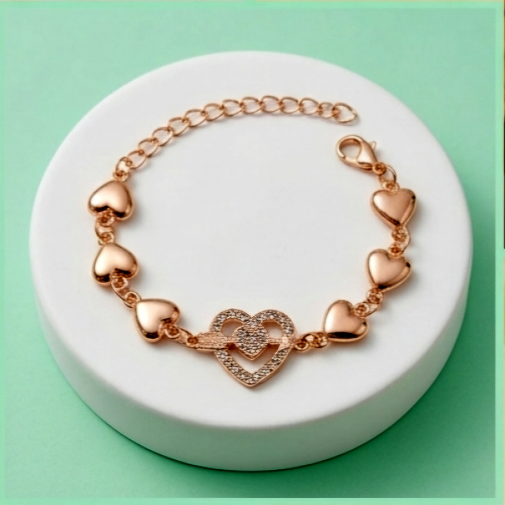 Rose Heart Charm Bracelet