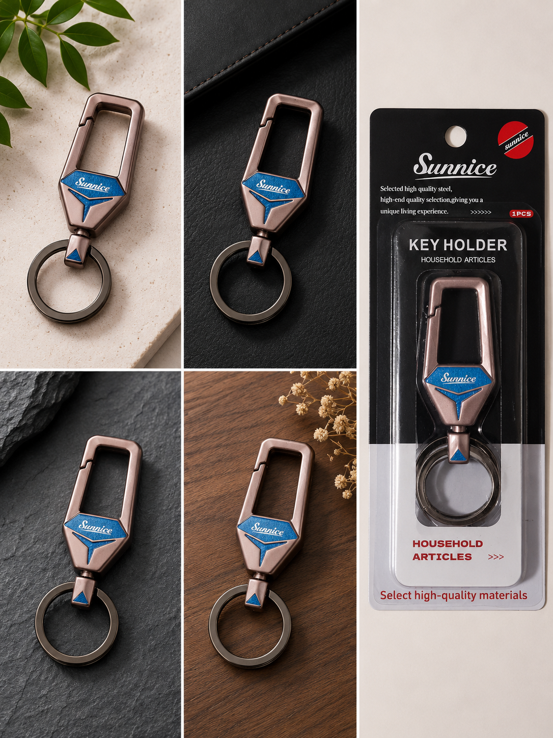 Diamond-Cut Metallic Key Fob Holder