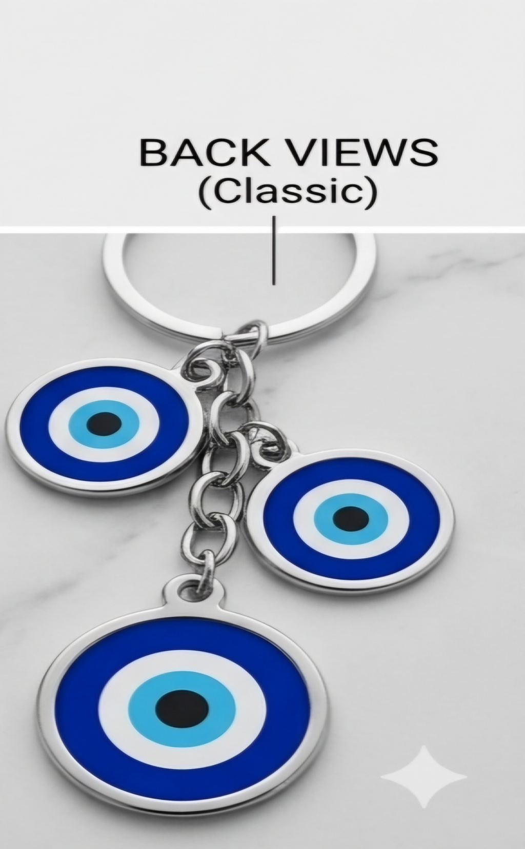 Intricate Multi-Pattern Evil Eye Metal Keychain