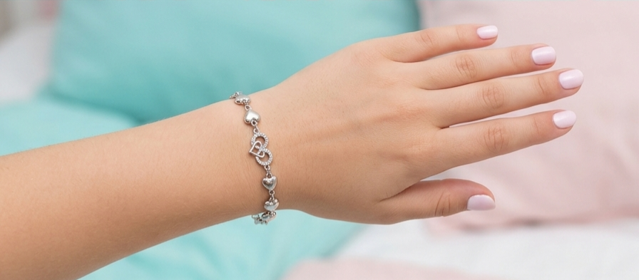 Rose Heart Charm Bracelet