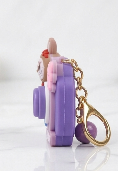 Labubu Camera-Themed Silicone and fiber body Keychain
