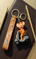 Tom and Jerry 3D Jerry riding Scooter Silicone Rubber Keychain with Wrist Strap