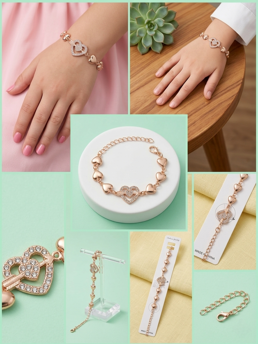Rose Heart Charm Bracelet