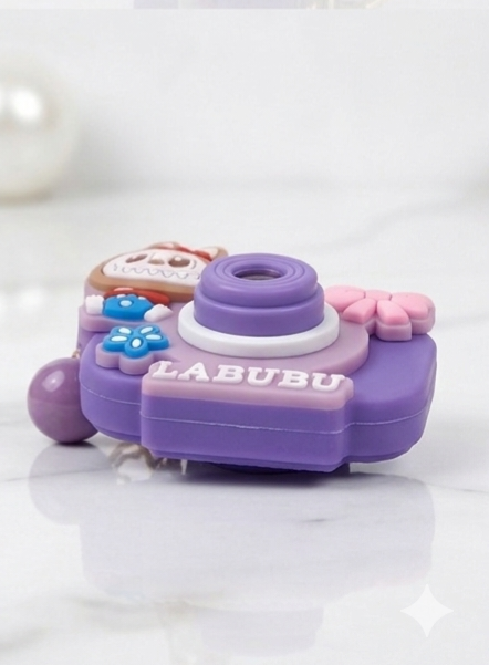 Labubu Camera-Themed Silicone and fiber body Keychain