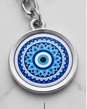 Intricate Multi-Pattern Evil Eye Metal Keychain