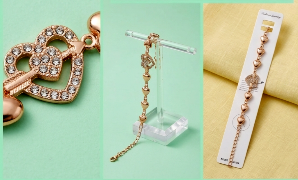 Rose Heart Charm Bracelet