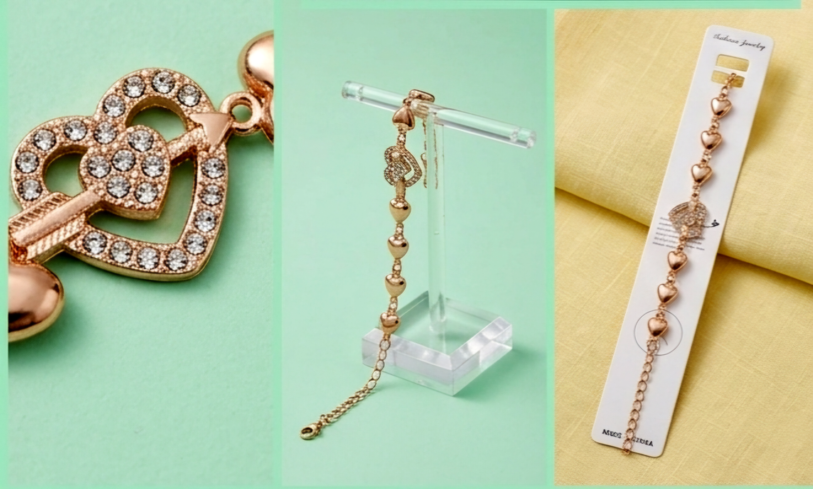 Rose Heart Charm Bracelet