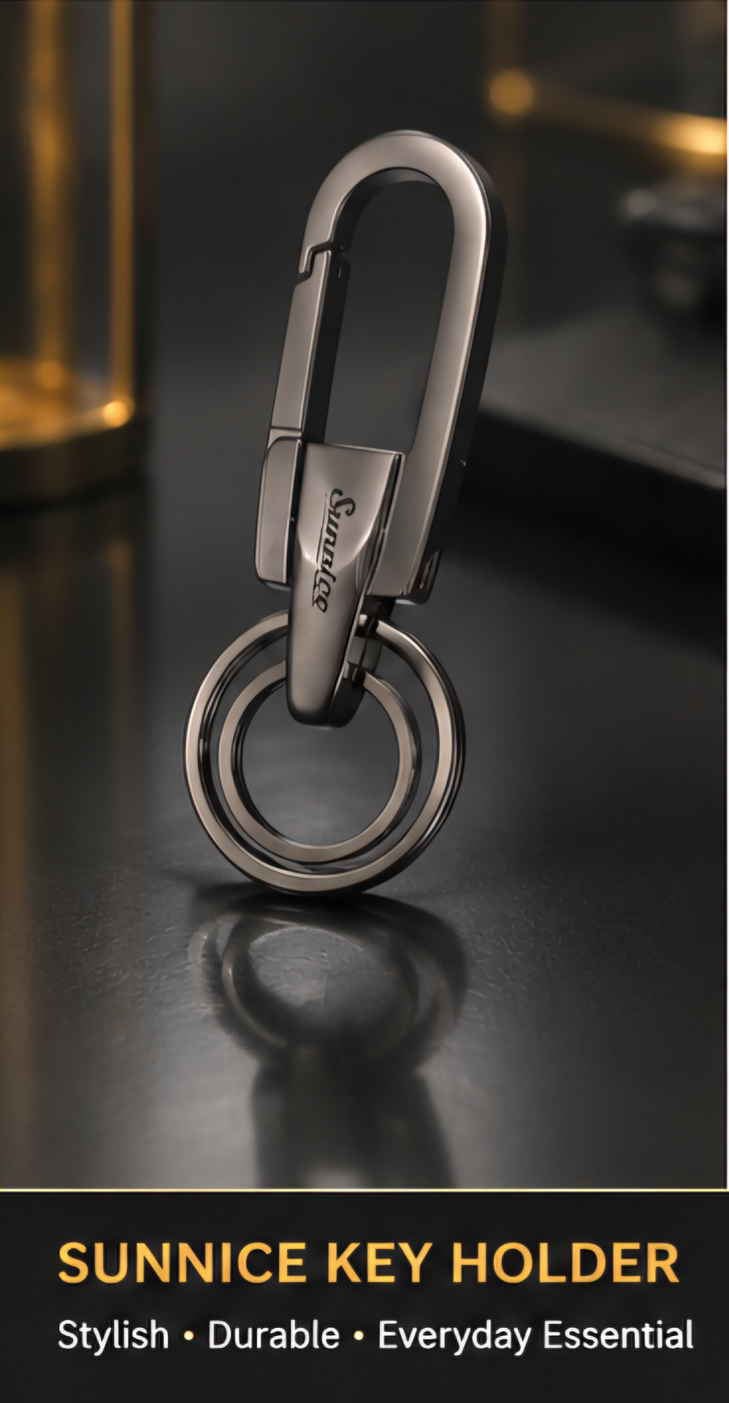 Sunnice Premium Matte Metallic Carabiner Key Holder
