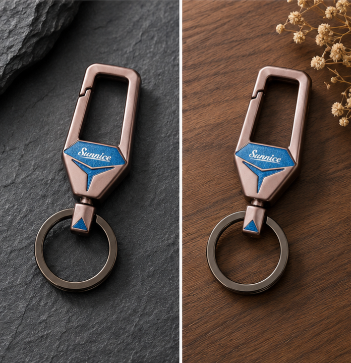 Diamond-Cut Metallic Key Fob Holder