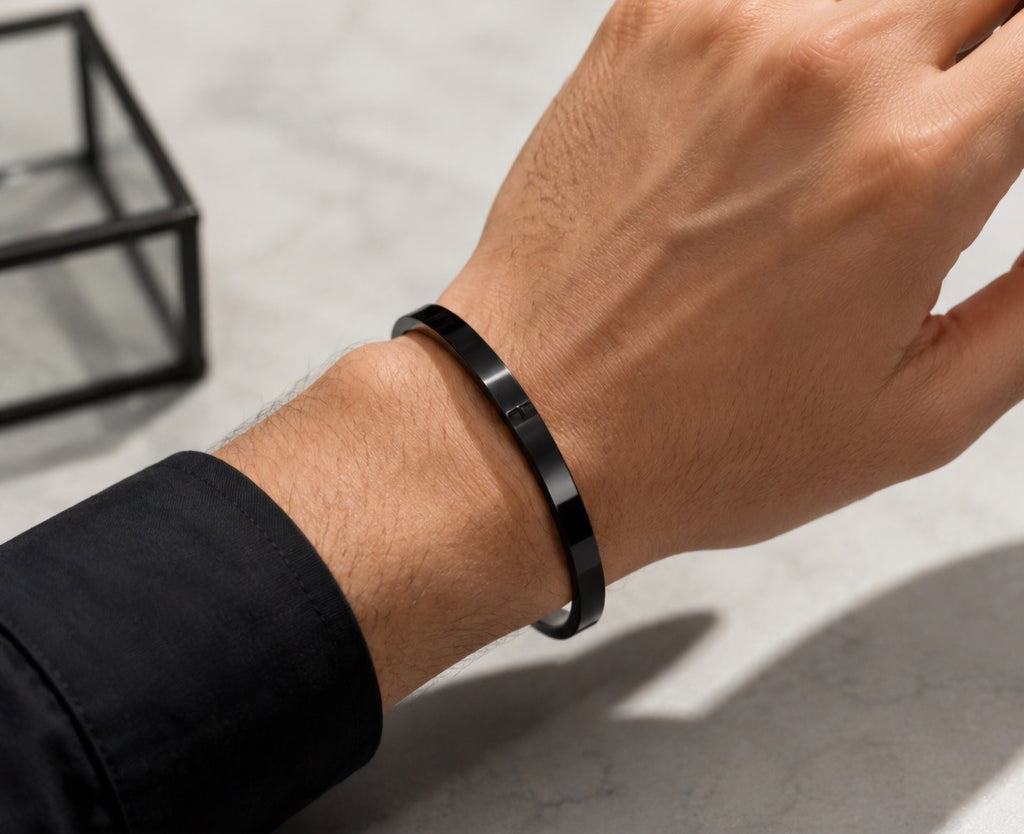 Apex Minimalist Matte Black Cuff bracelet