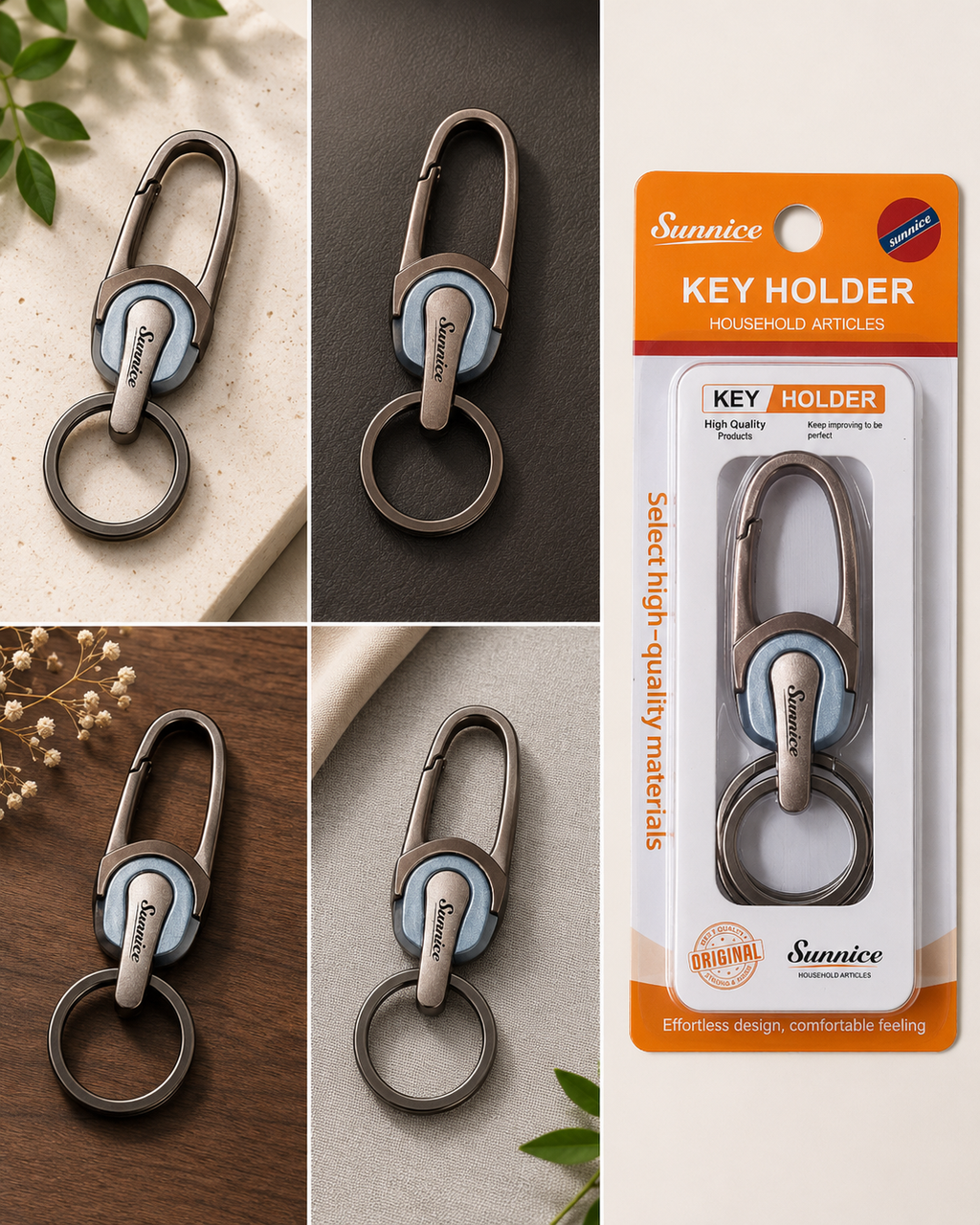 Sunnice Vogue Contoured Zinc Alloy Key Ring