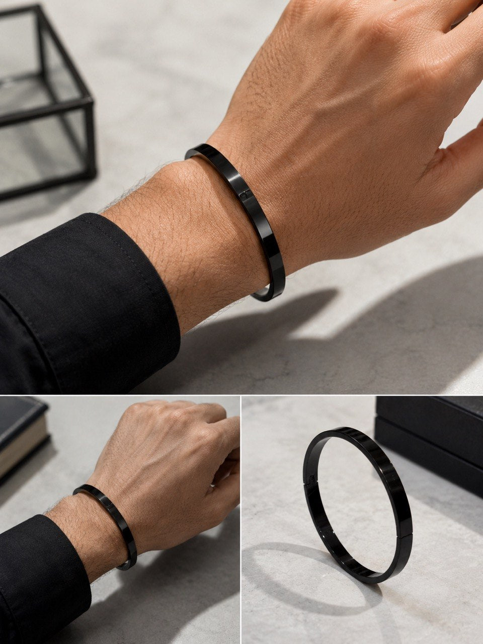 Apex Minimalist Matte Black Cuff bracelet