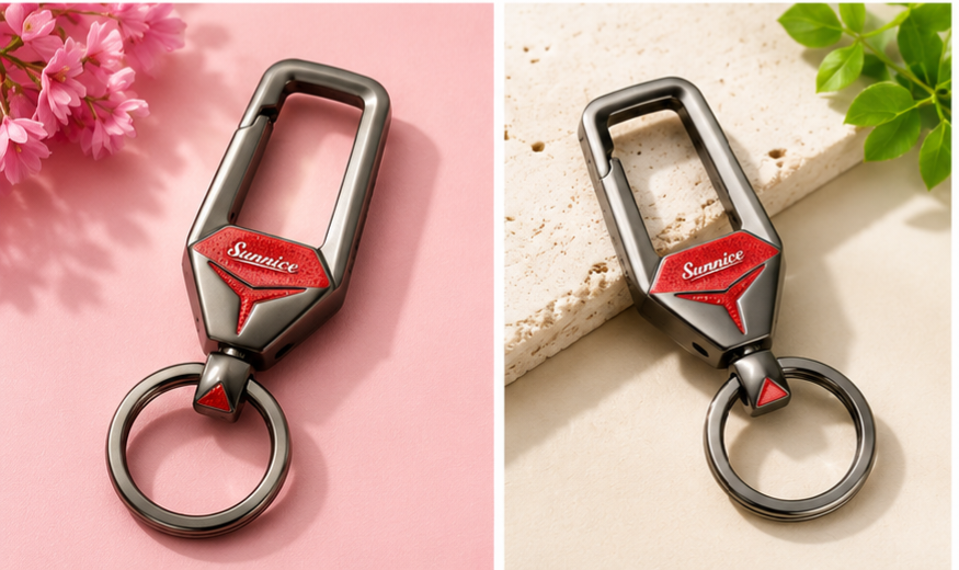 Diamond-Cut Metallic Key Fob Holder