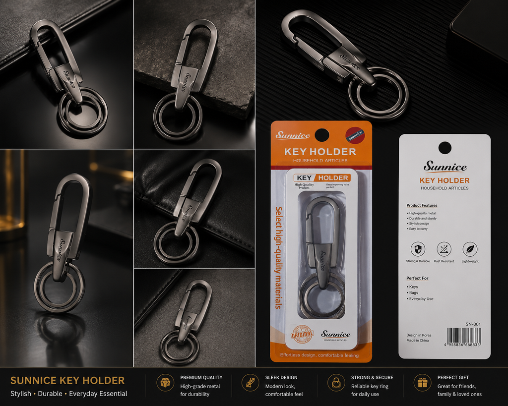 Sunnice Premium Matte Metallic Carabiner Key Holder